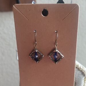Elegant Blue and Gold Dangle Earrings